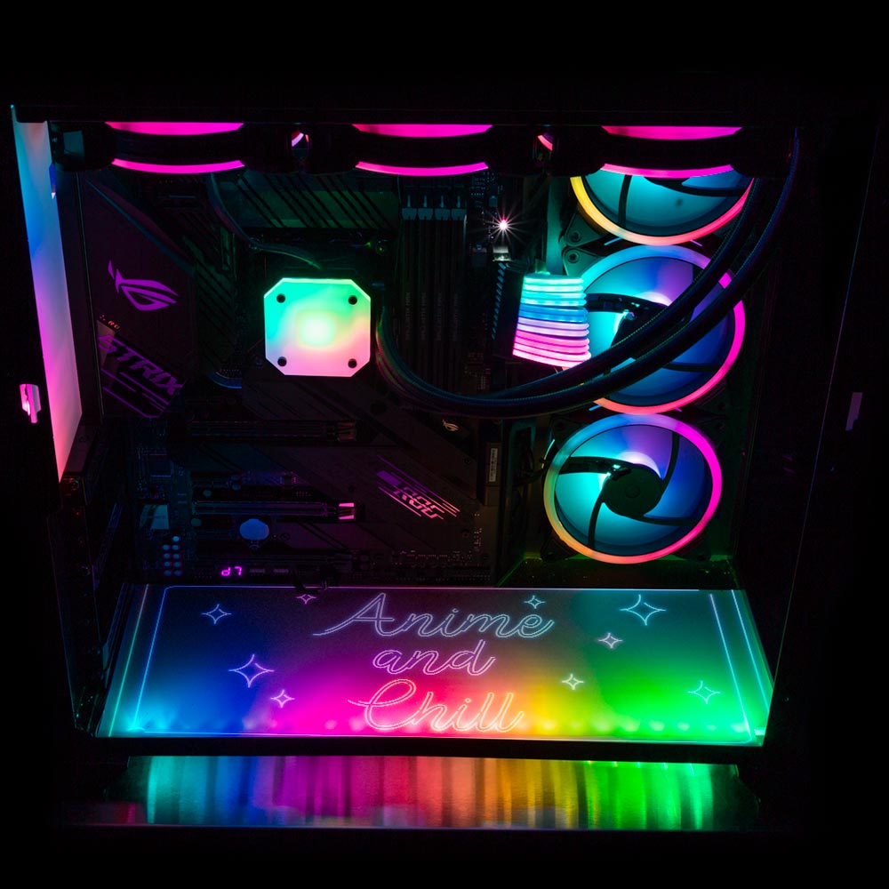 Neon Anime and Chill Lian Li O11 Dynamic and XL Bottom Panel Plate Cover with ARGB LED Lighting - Donnie Art - V1Tech