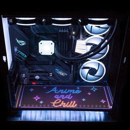 Neon Anime and Chill Lian Li O11 Dynamic and XL Bottom Panel Plate Cover with ARGB LED Lighting - Donnie Art - V1Tech