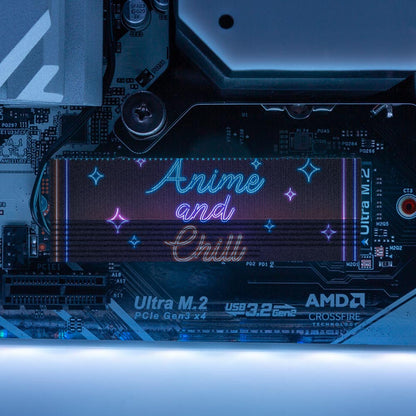 Neon Anime and Chill M.2 Heatsink Cover with ARGB Lighting - Donnie Art - V1Tech