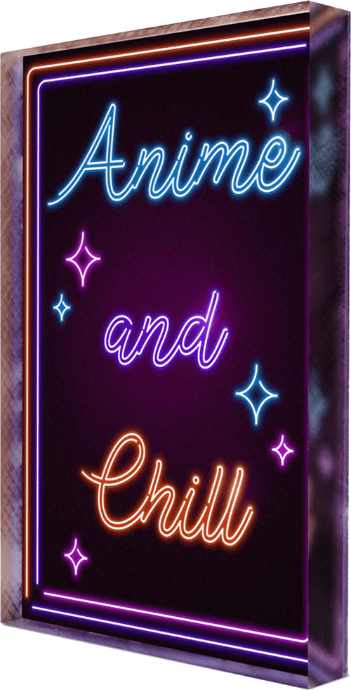 Neon Anime and Chill Plexi Glass Desk Art - Donnie Art - V1 Tech