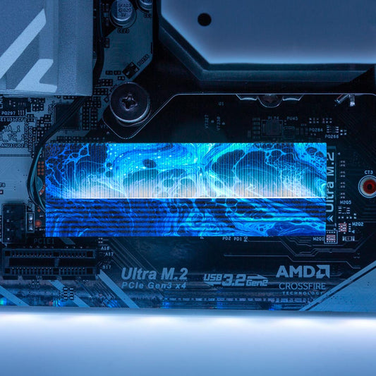 Neon Blue Portal M.2 Heatsink Cover with ARGB Lighting - Geoglyser - V1Tech