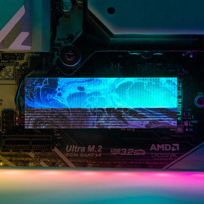 Neon Blue Portal M.2 Heatsink Cover with ARGB Lighting - Geoglyser - V1Tech