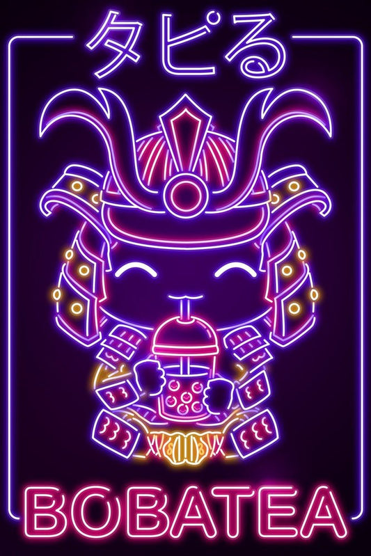 Neon Boba Tea Samurai Plexi Glass Wall Art - Donnie Art - V1Tech