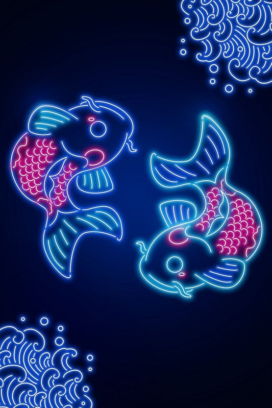 Neon Carpe Koi Plexi Glass Wall Art - Donnie Art - V1Tech