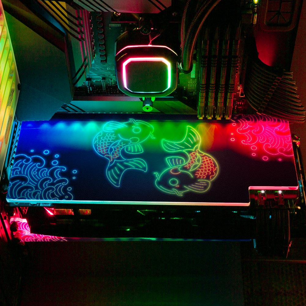 Neon Carpe Koi RGB GPU Backplate - Donnie Art - V1Tech