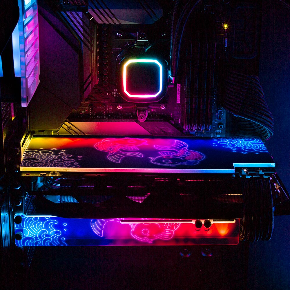 Neon Carpe Koi RGB GPU Backplate - Donnie Art - V1Tech