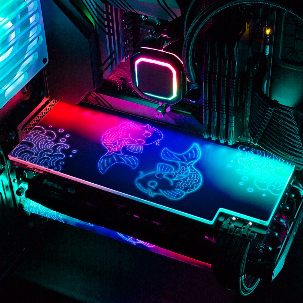 Neon Carpe Koi RGB GPU Backplate - Donnie Art - V1Tech