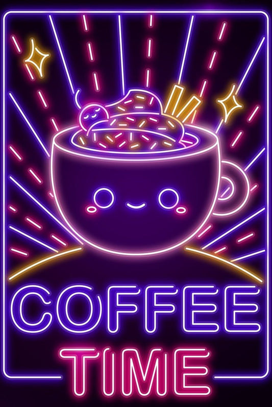 Neon Coffee Time Plexi Glass Wall Art - Donnie Art - V1Tech