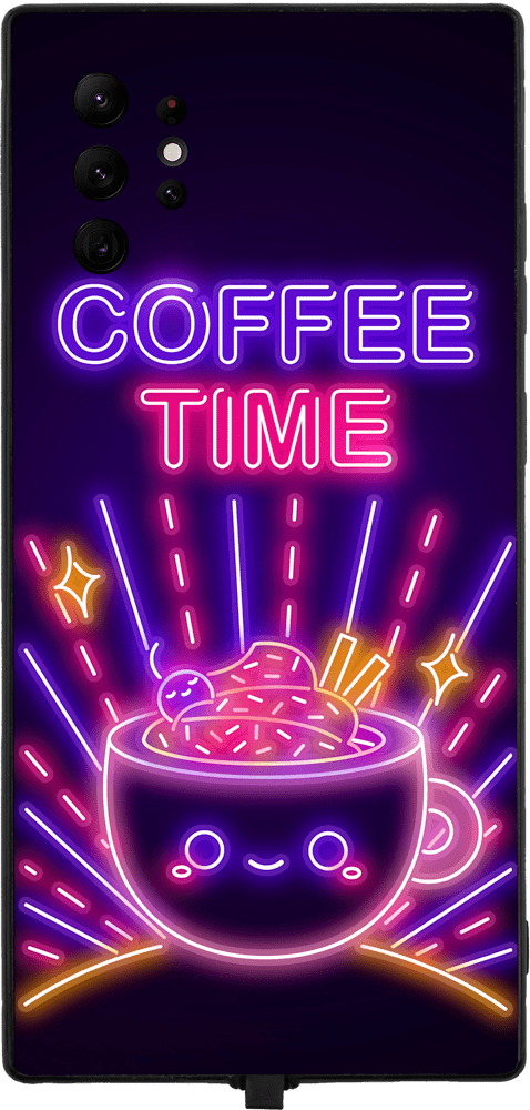 Neon Coffee Time RGB LED Protective Phone Case for iPhone and Samsung Models - Donnie Art - V1 Tech