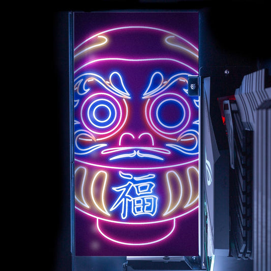 Neon Daruma Lian Li O11 and Dynamic and XL Rear Panel Plate Cover with ARGB LED Lighting - Donnie Art - V1Tech