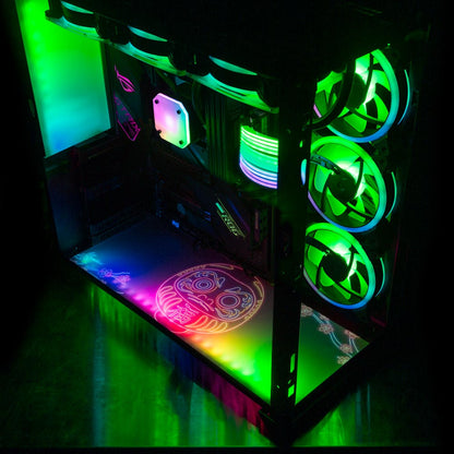 Neon Daruma Lian Li O11 Dynamic and XL Bottom Panel Plate Cover with ARGB LED Lighting - Donnie Art - V1Tech