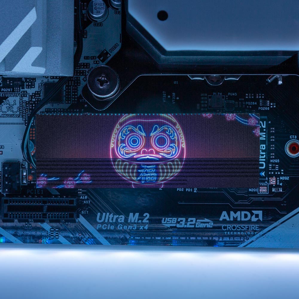 Neon Daruma M.2 Heatsink Cover with ARGB Lighting - Donnie Art - V1Tech