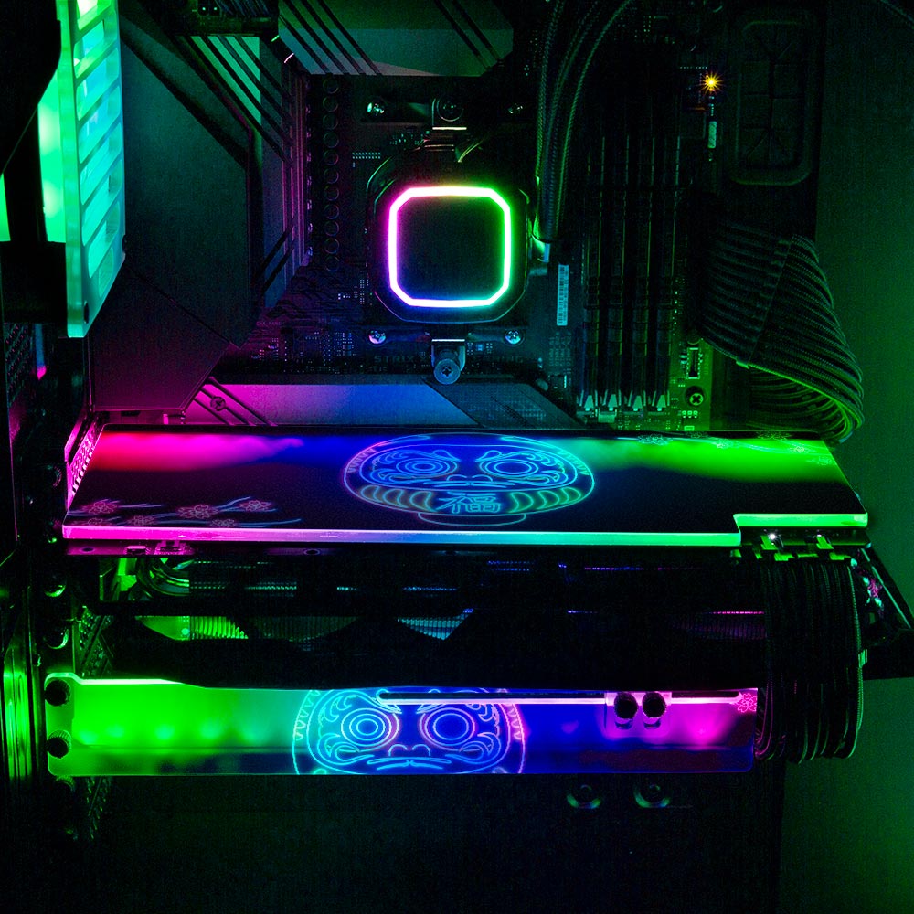 Neon Daruma RGB GPU Support Bracket - Donnie Art - V1Tech