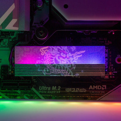 Neon Dragon M.2 Heatsink Cover with ARGB Lighting - Donnie Art - V1Tech