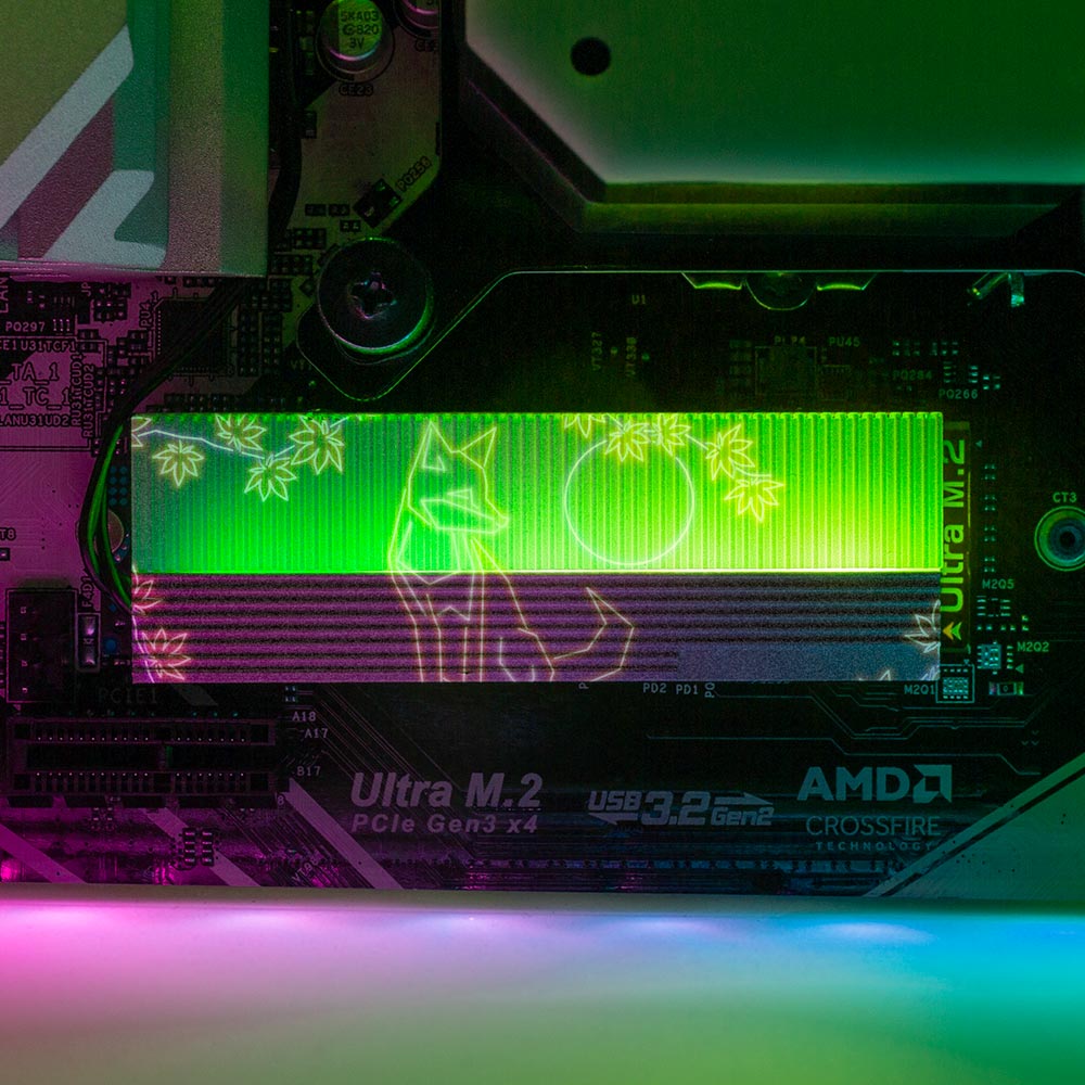 Neon Fox M.2 Heatsink Cover with ARGB Lighting - Donnie Art - V1Tech