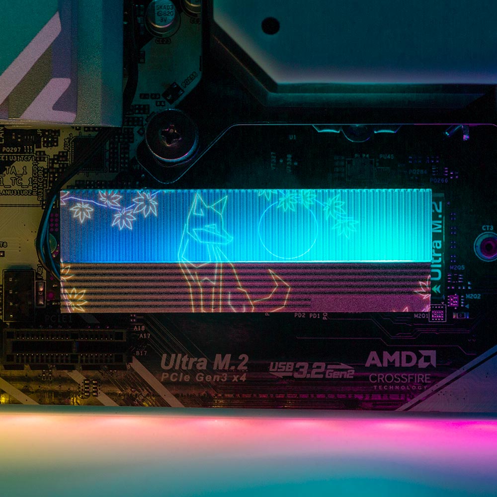 Neon Fox M.2 Heatsink Cover with ARGB Lighting - Donnie Art - V1Tech