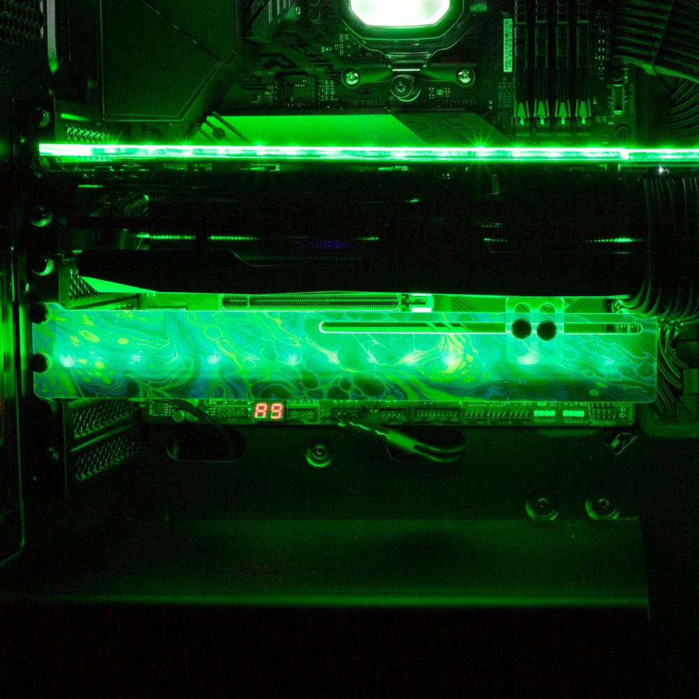 Neon Green RGB GPU Support Bracket - Geoglyser - V1Tech