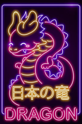 Neon Kawaii Dragon Plexi Glass Wall Art