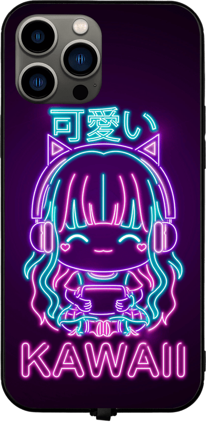 Neon Kawaii Girl RGB LED Protective Phone Case for iPhone and Samsung Models - Donnie Art - V1 Tech