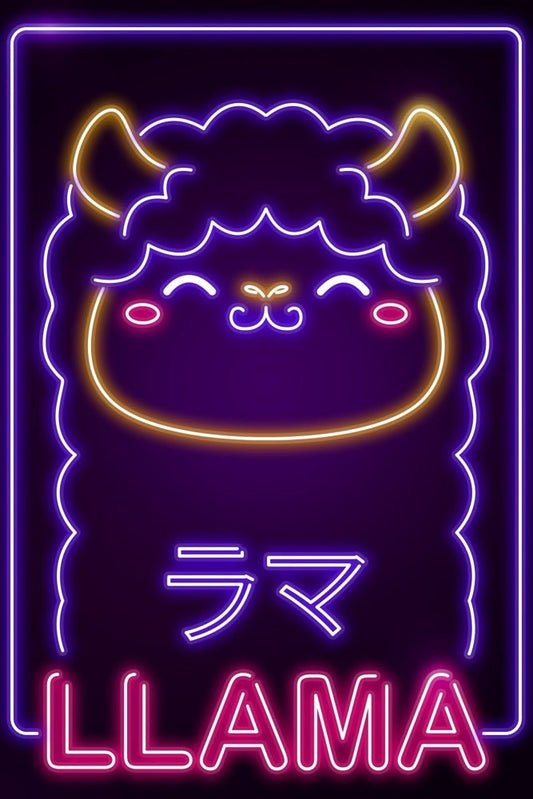 Neon Kawaii Llama Plexi Glass Wall Art - Donnie Art - V1Tech