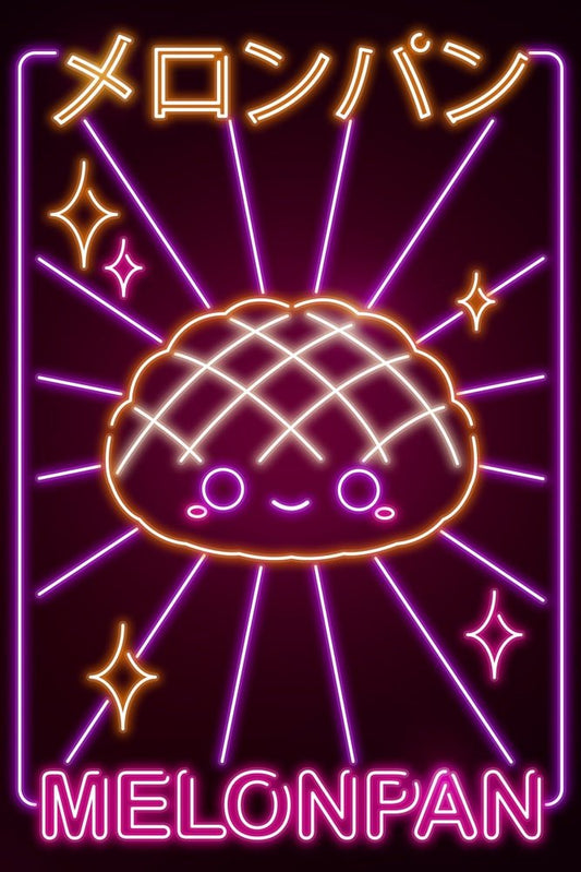 Neon Kawaii Melon Pan Plexi Glass Wall Art - Donnie Art - V1Tech