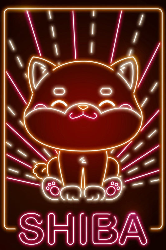 Neon Kawaii Shiba Plexi Glass Wall Art - Donnie Art - V1Tech