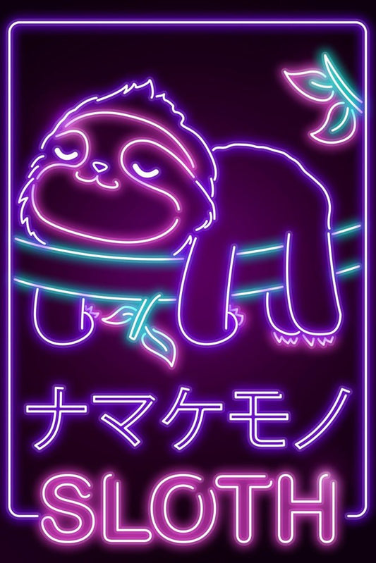 Neon Kawaii Sloth Plexi Glass Wall Art - Donnie Art - V1Tech