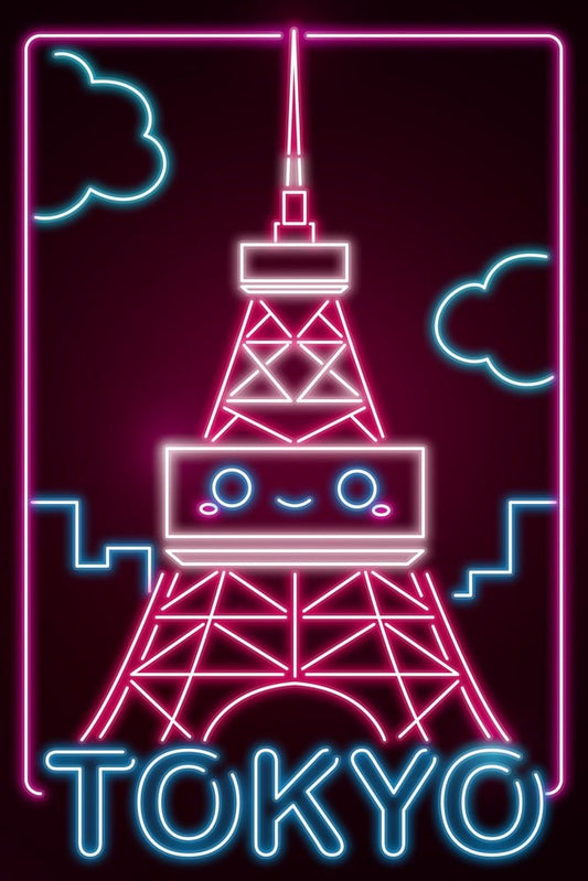 Neon Kawaii Tokyo Tower Plexi Glass Wall Art - Donnie Art - V1Tech