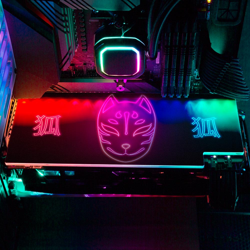 Neon Kitsune Mask RGB GPU Backplate - Donnie Art - V1Tech