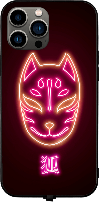 Neon Kitsune Mask RGB LED Protective Phone Case for iPhone and Samsung Models - Donnie Art - V1 Tech