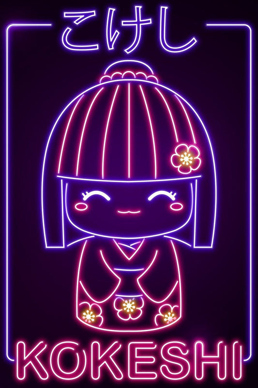 Neon Kokeshi Plexi Glass Wall Art - Donnie Art - V1Tech