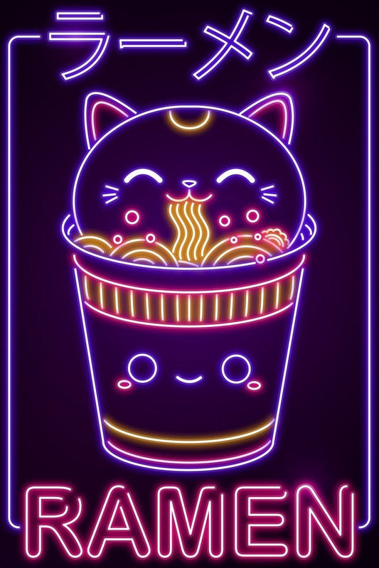 Neon Neko Noodle Plexi Glass Wall Art - Donnie Art - V1Tech