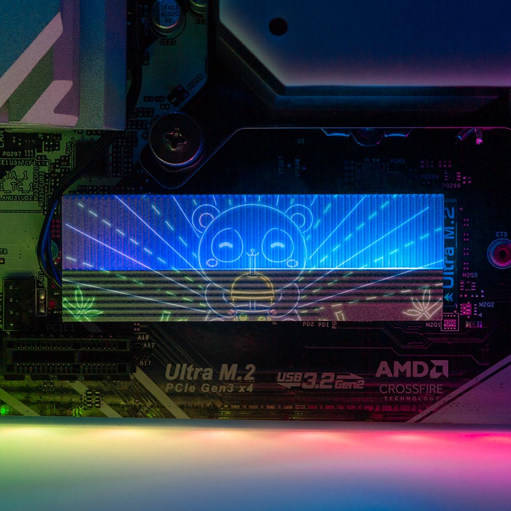 Neon Panda Boba Tea M.2 Heatsink Cover with ARGB Lighting - Donnie Art - V1Tech