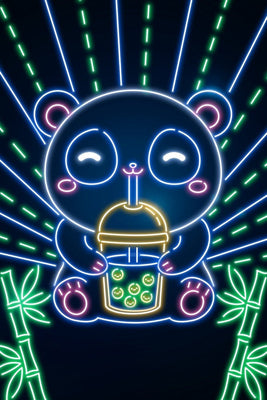 Neon Panda Boba Tea Plexi Glass Wall Art