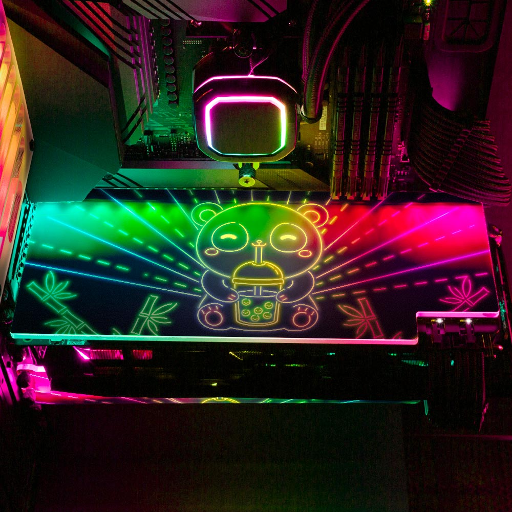 Neon Panda Boba Tea RGB GPU Backplate - Donnie Art - V1Tech