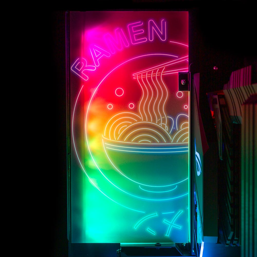 Neon Ramen Circle Lian Li O11 and Dynamic and XL Rear Panel Plate Cover with ARGB LED Lighting - Donnie Art - V1Tech