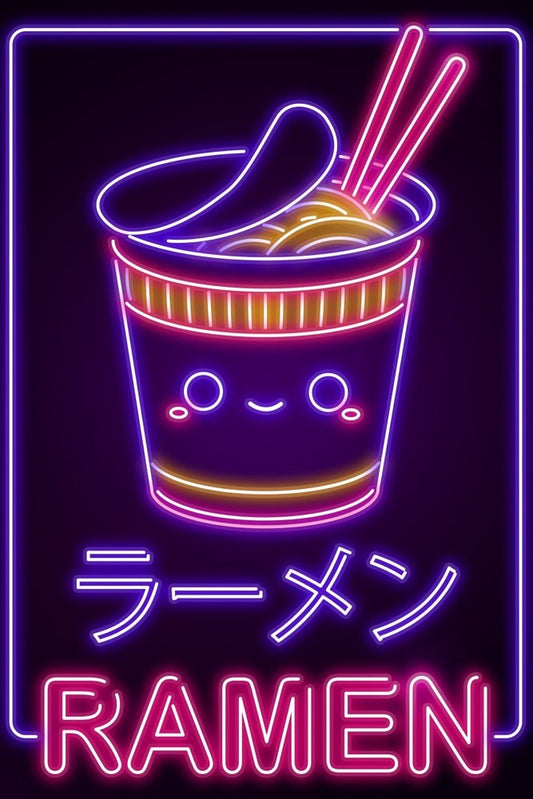 Neon Ramen Cup Plexi Glass Wall Art - Donnie Art - V1Tech