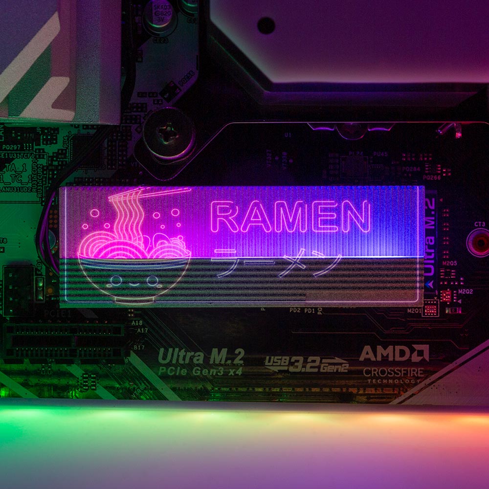 Neon Ramen M.2 Heatsink Cover with ARGB Lighting - Donnie Art - V1Tech