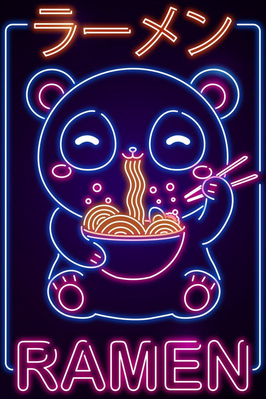 Neon Ramen Panda Plexi Glass Wall Art - Donnie Art - V1Tech