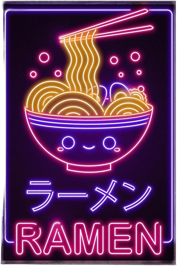 Neon Ramen Plexi Glass Desk Art - Donnie Art - V1Tech