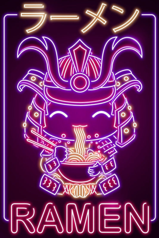 Neon Ramen Samurai Plexi Glass Wall Art - Donnie Art - V1Tech