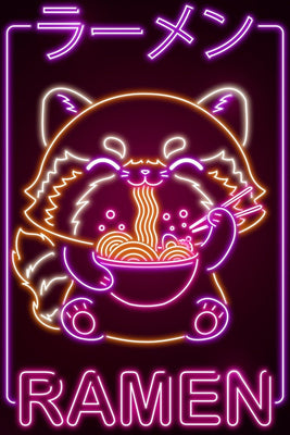 Neon Red Panda Plexi Glass Wall Art