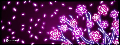 Neon Sakura Tree Large Mouse Pad