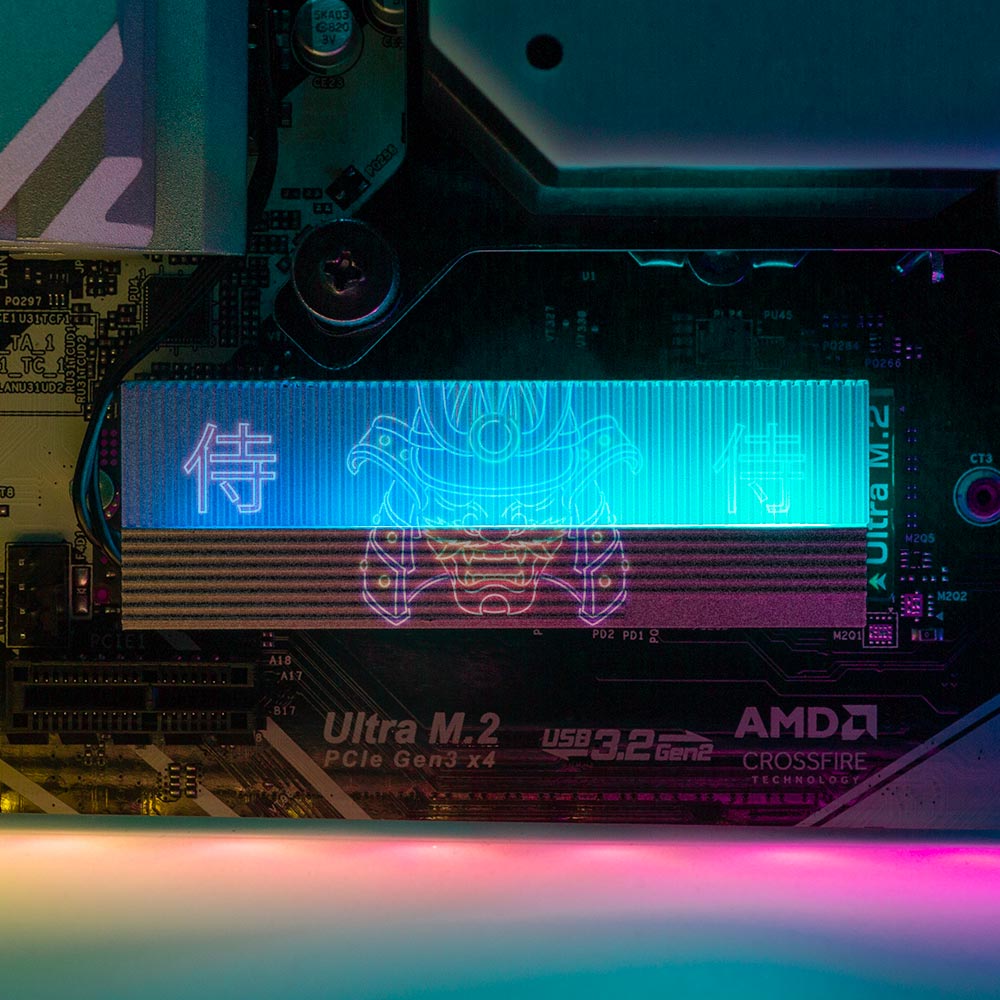 Neon Samuraii M.2 Heatsink Cover with ARGB Lighting - Donnie Art - V1Tech