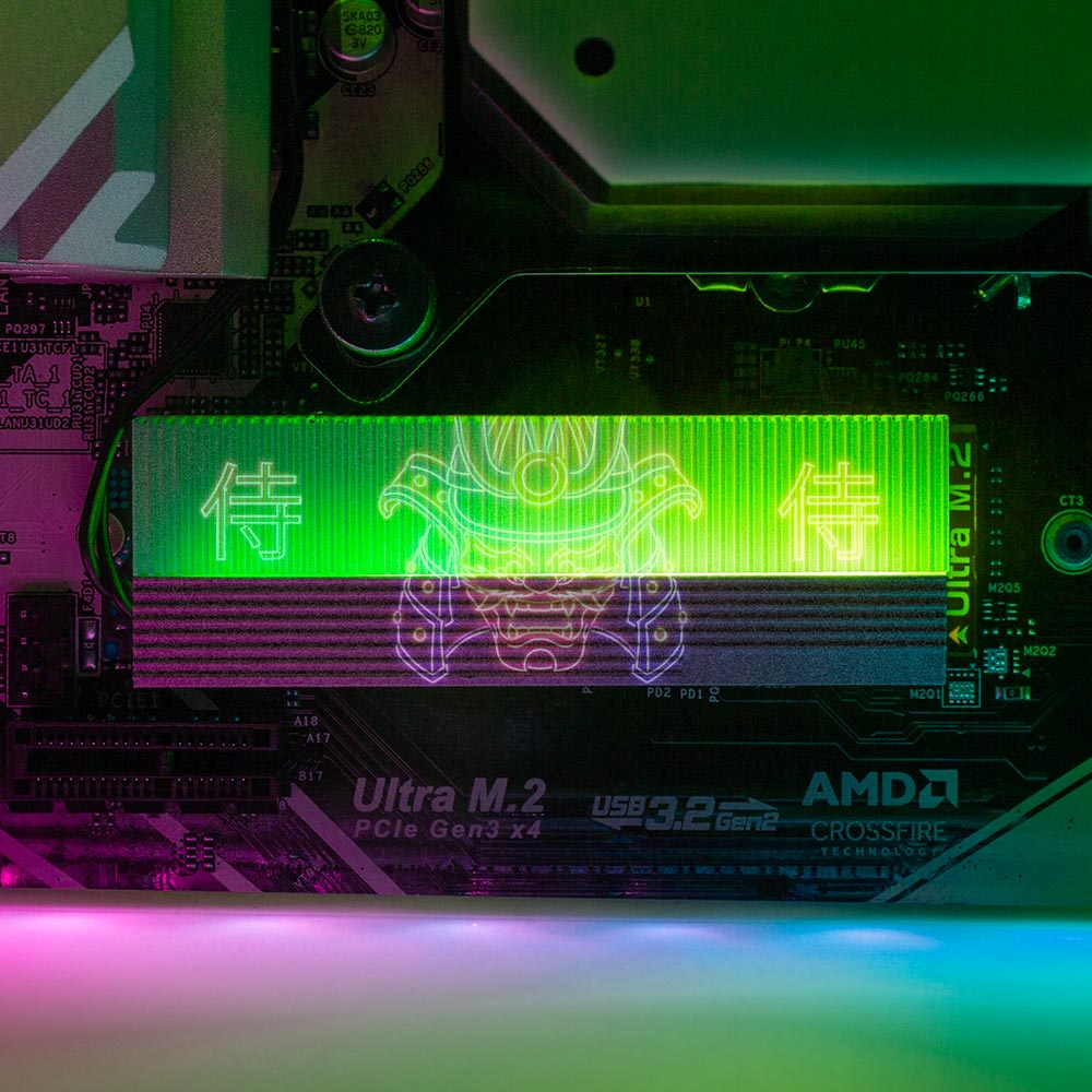 Neon Samuraii M.2 Heatsink Cover with ARGB Lighting - Donnie Art - V1Tech