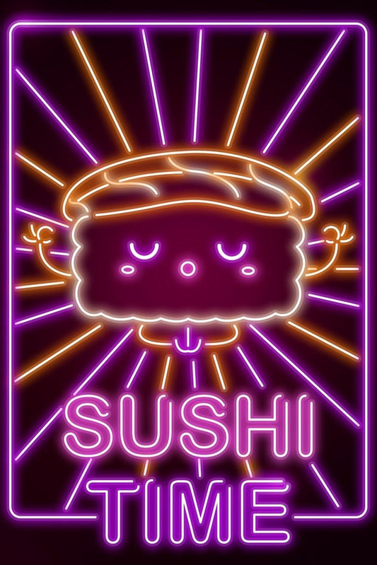 Neon Sushi Time Plexi Glass Wall Art - Donnie Art - V1Tech