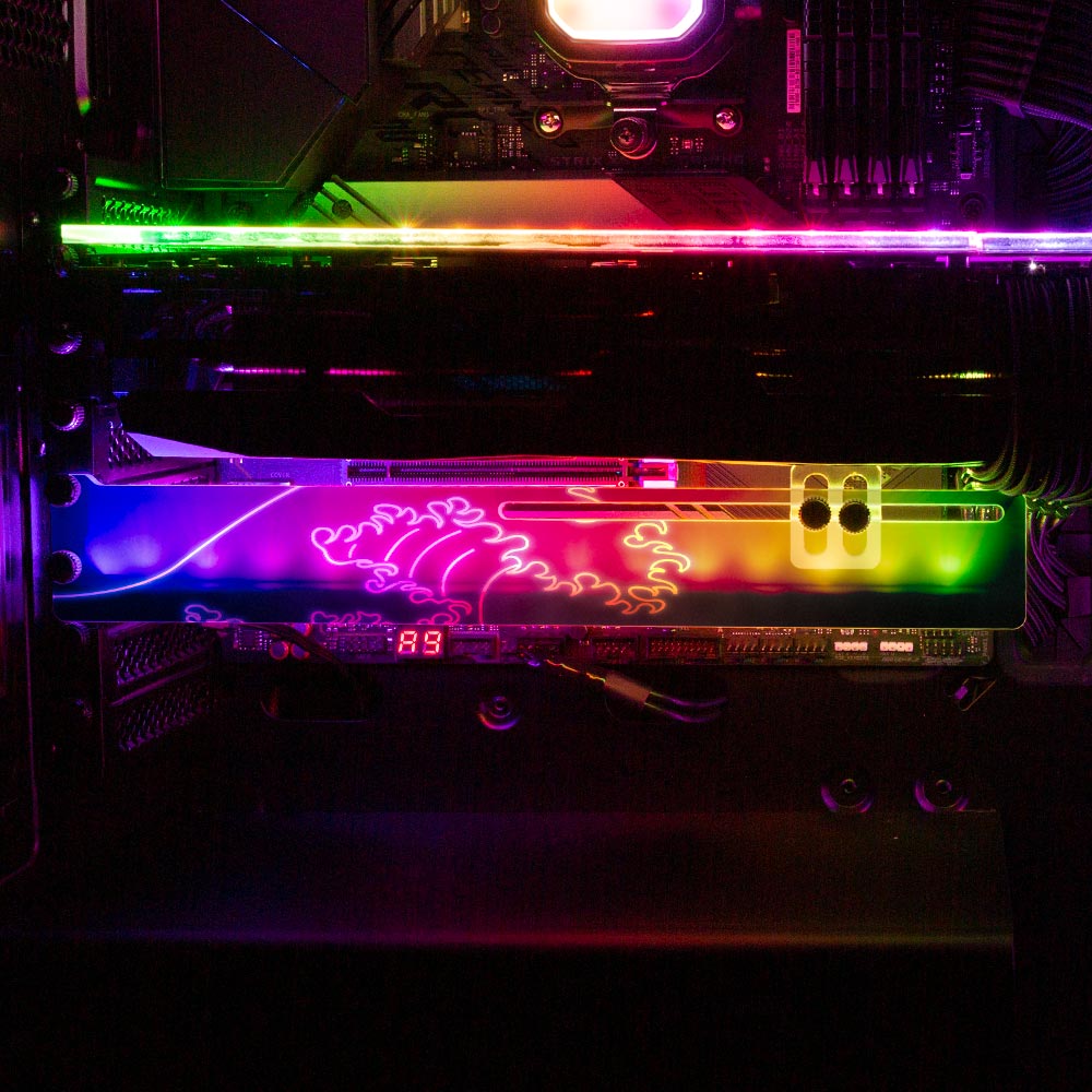 Neon Wave RGB GPU Support Bracket - Donnie Art - V1Tech