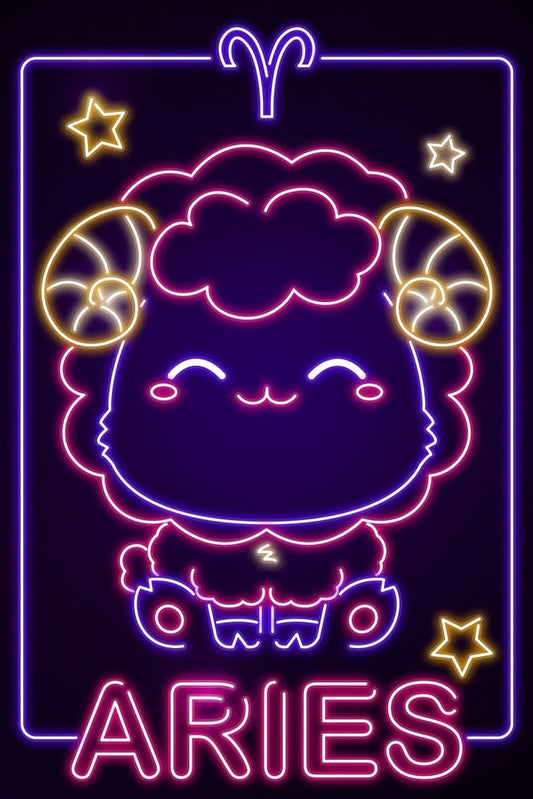 Neon Zodiac Kawaii Aries Plexi Glass Wall Art - Donnie Art - V1Tech