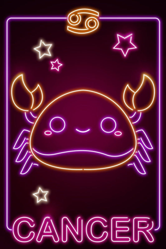 Neon Zodiac Kawaii Cancer Plexi Glass Wall Art - Donnie Art - V1Tech