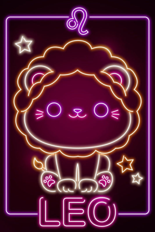 Neon Zodiac Kawaii Leo Plexi Glass Wall Art - Donnie Art - V1Tech